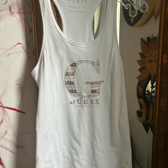 Guess White Tank with Subtle Rose Gold Logo XS - Picture 2 of 16
